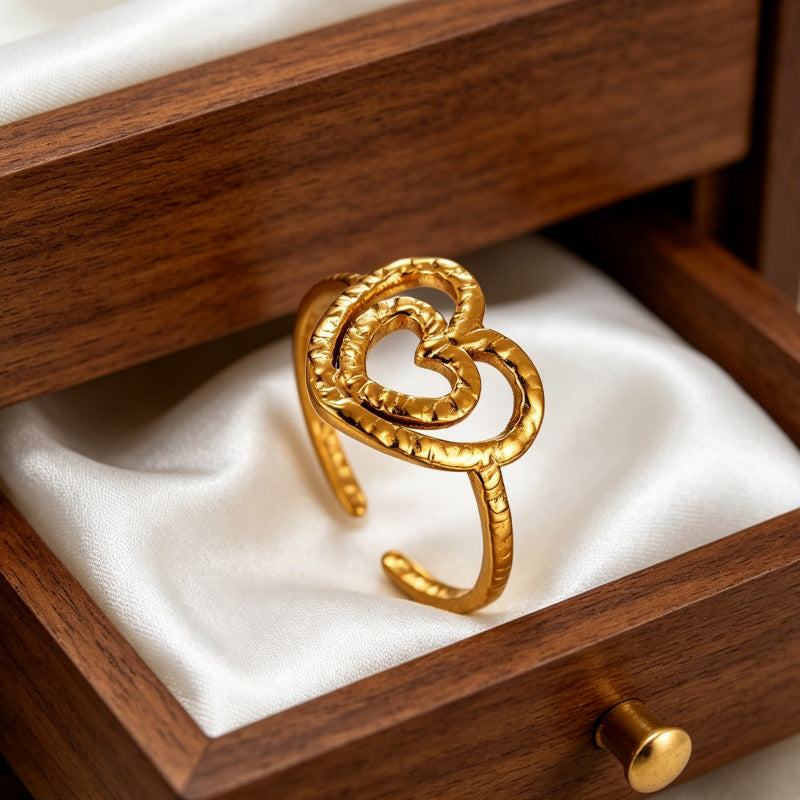Wholesale Oil Drop Heart Crown Ring Stainless Steel Fashion Accessory Gift