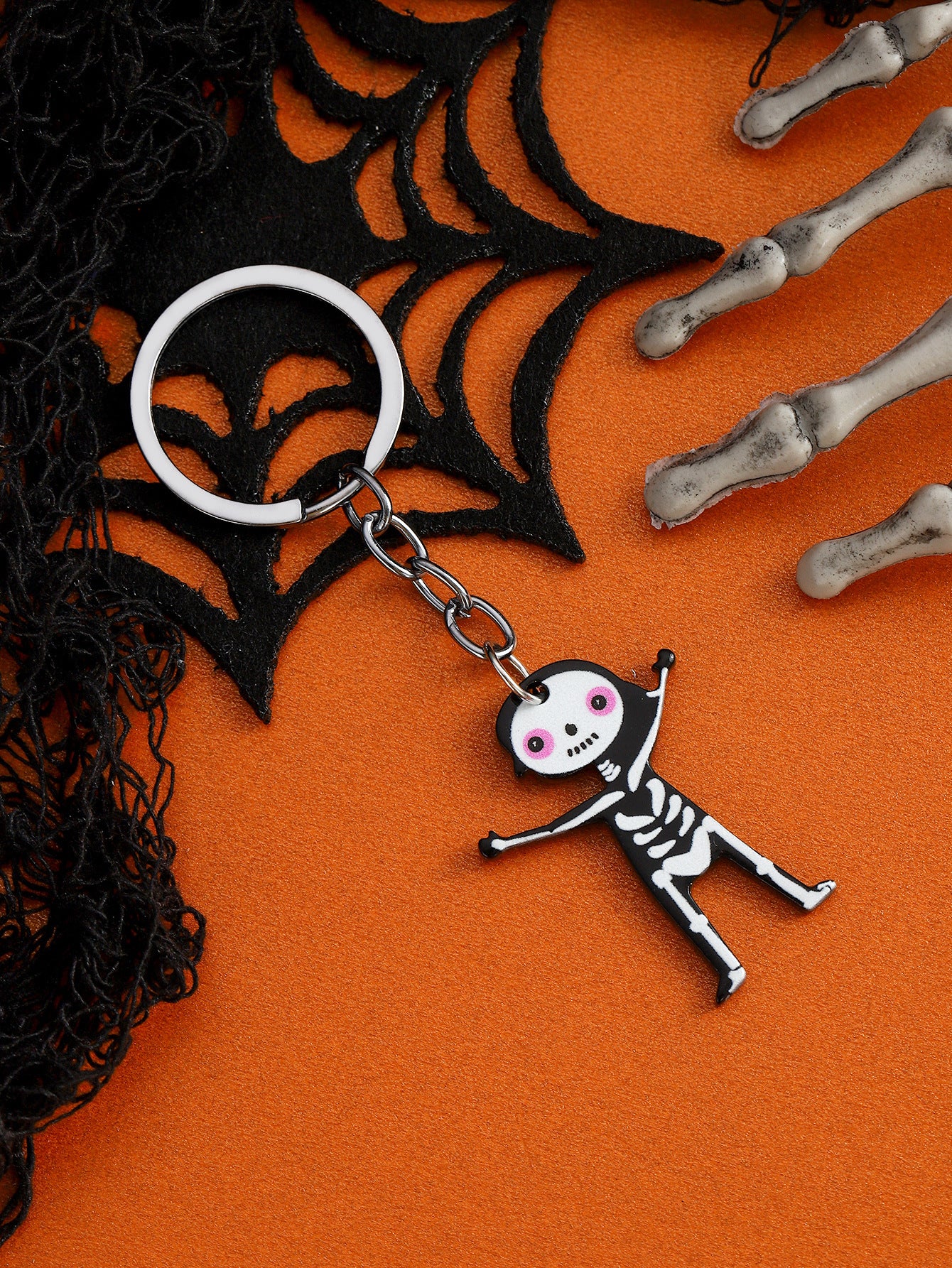 Wholesale Halloween Acrylic Skull Spider Keychains ACC-KC-RongR077