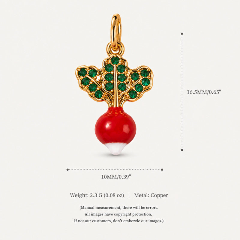 Wholesale Eco Friendly Copper Food Shaped Charms Stylish Fruit Vegetable Pendant For DIY Earrings Bag Charm Keychain Resale