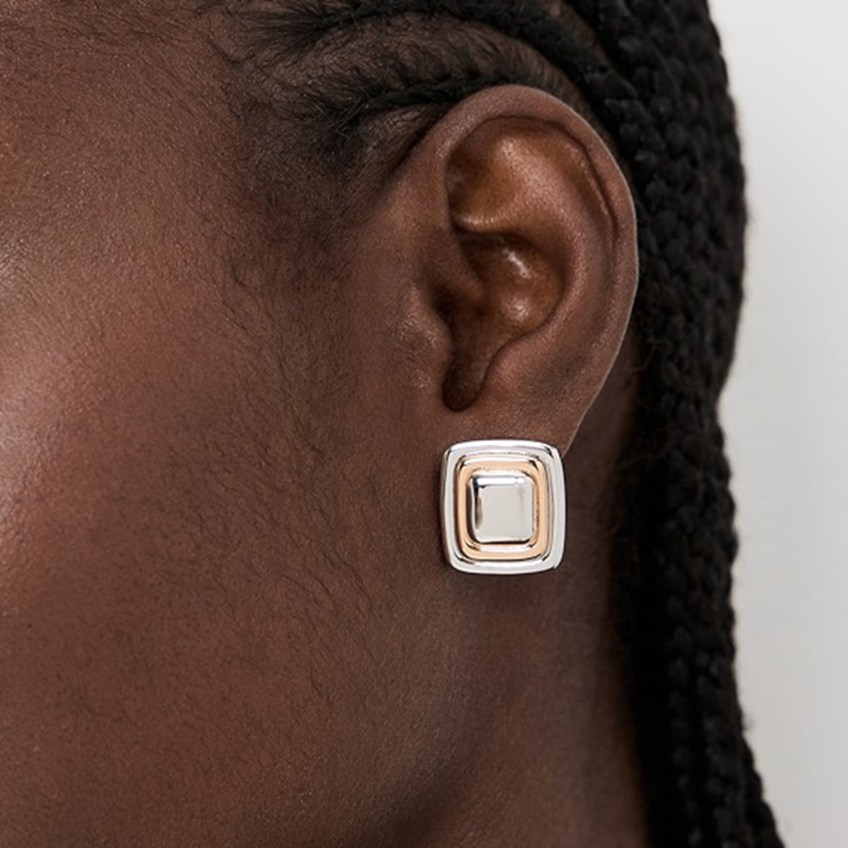 Wholesale Stainless Steel Color-matching Geometric Exaggerated Earrings  Retro Ring