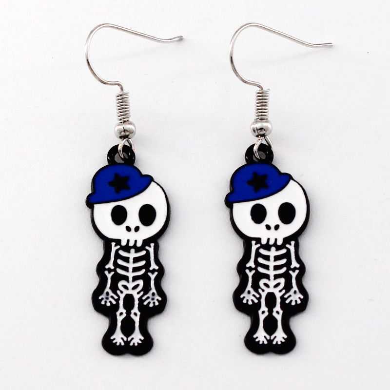 Wholesale Halloween Alternative Skull Alloy Oil Drip Earrings ACC-ES-Liyao002