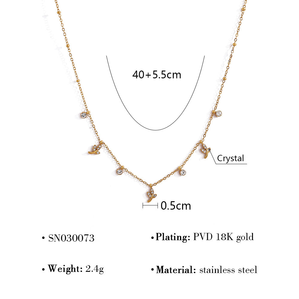 Wholesale  Stainless Steel Flower Pearl Necklace