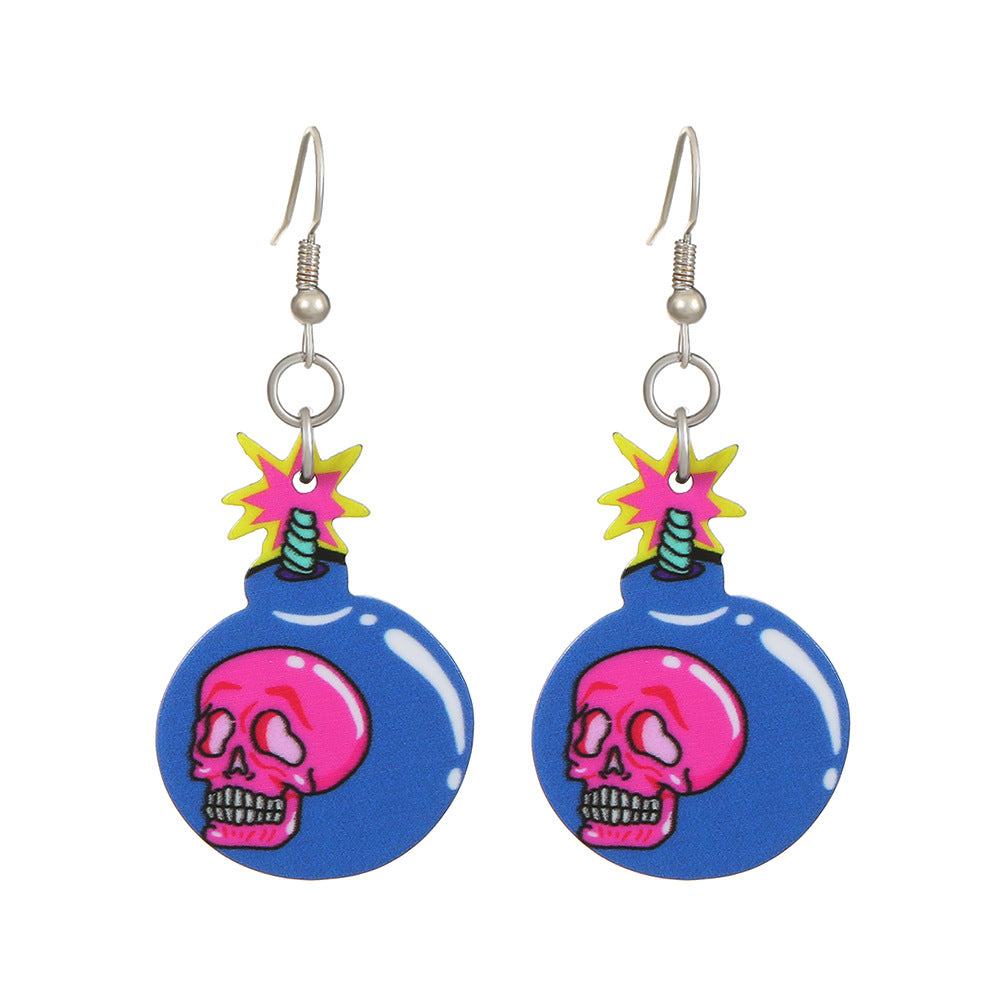 Wholesale  Acrylic Heart Skeleton Dangle Earrings for Women Party Wear Fashion Accessory