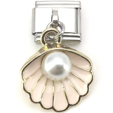 Wholesale 10pcs Italian Charm Bracelet 9mm DIY Splicing Removable Shell Pearl Water Drop Stainless Steel Composable Bracelet