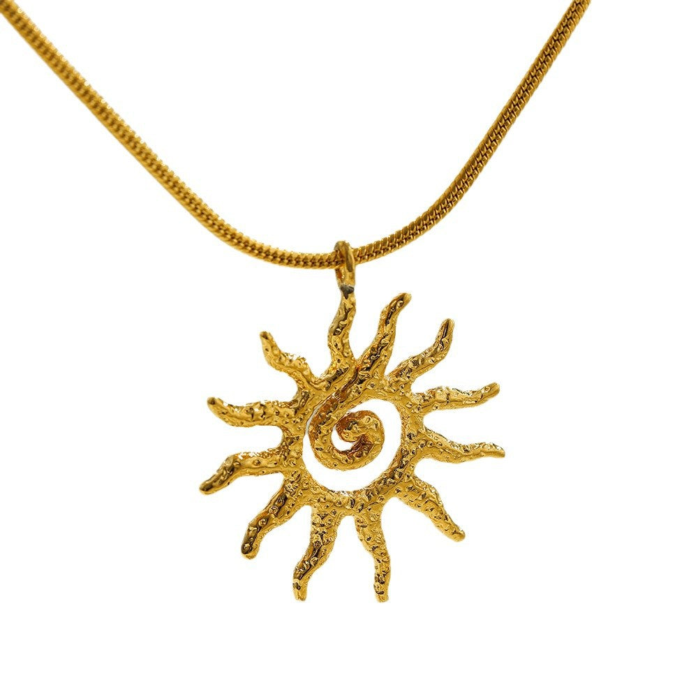 Wholesale Stainless steel 18K Golden Sun Snake Bone Chain Pendant Necklace