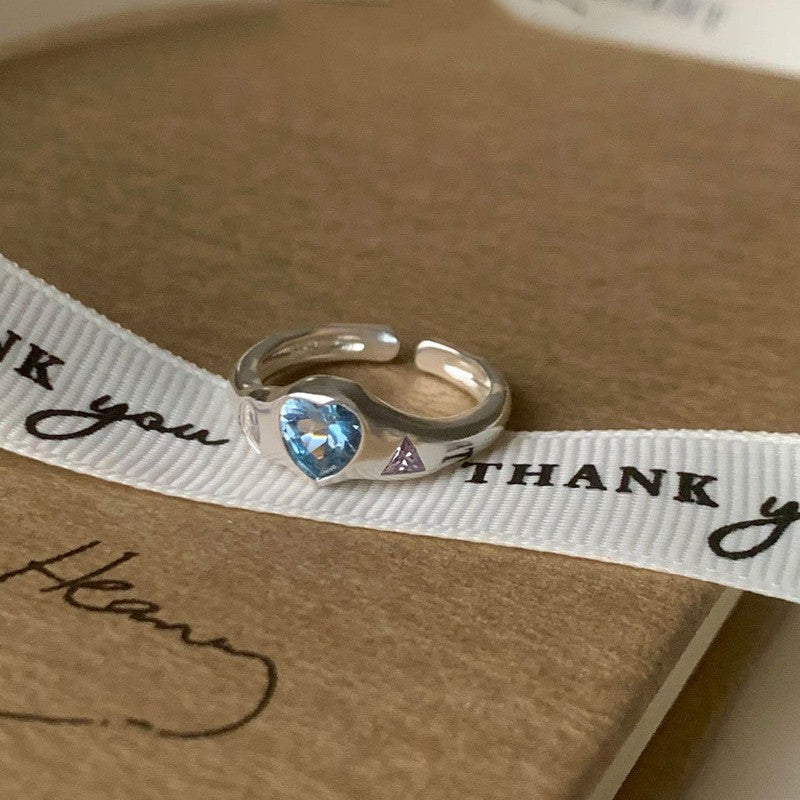 Wholesale Dopamine Love Color Zircon Ring Open Ring Hearts Rings ACC-RS-YaoFeng012