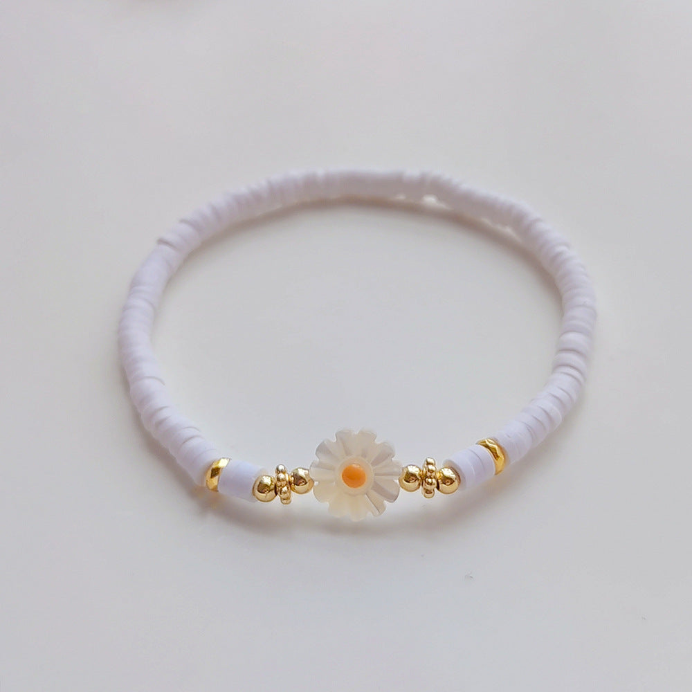 Wholesale bohemian soft clay elastic rope beaded daisy bracelet ACC-BT-Qiqi006