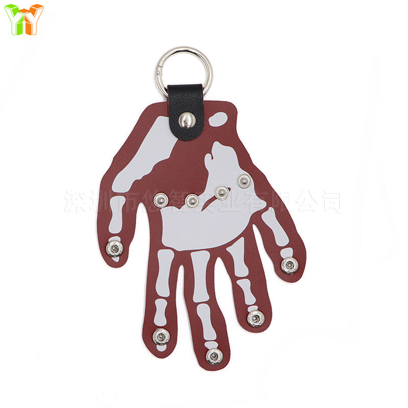 Wholesale Leather Palm Shape Keychain Halloween Decoration