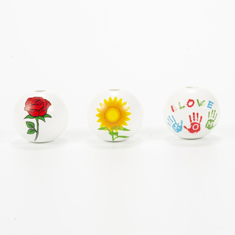 Wholesale 50pcs Mother's Day Wooden Beads Colored Wooden Beads Focal Beads ACC-BDS-DianJin003