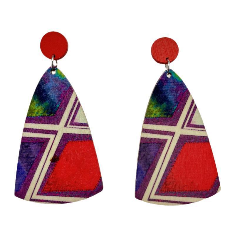 Wholesale Bohemian Colorful Striped Wooden Earrings ACC-ES-FX014
