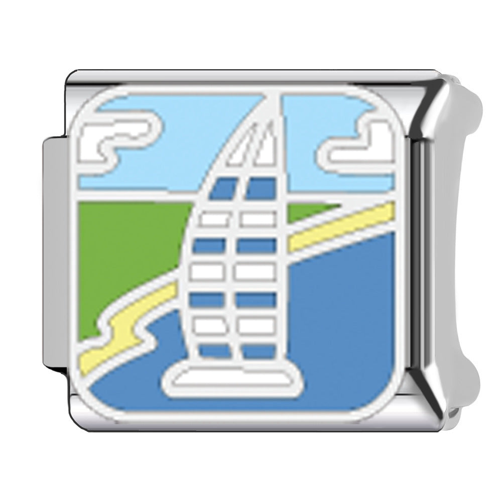 Wholesale   Italian Charm Bracelet 9mm DIY Egyptian pyramid landmark Creative Stainless Steel Composable Bracelet