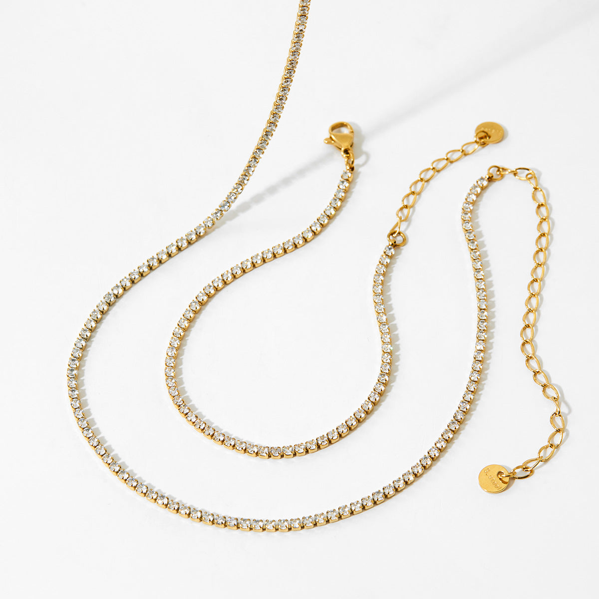 Wholesale  Zircon Necklace Bracelet suit  Stainless Steel Vacuum Plating Jewelry suit