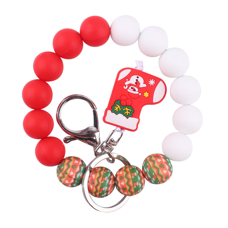 Wholesale Christmas Silicone Beads Wristlet Keychains ACC-KC-GuangTian090