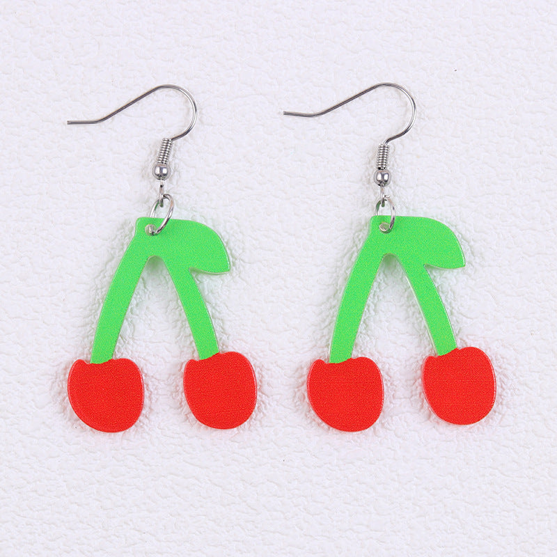Wholesale  Contrasting Cherry Acrylic Earrings