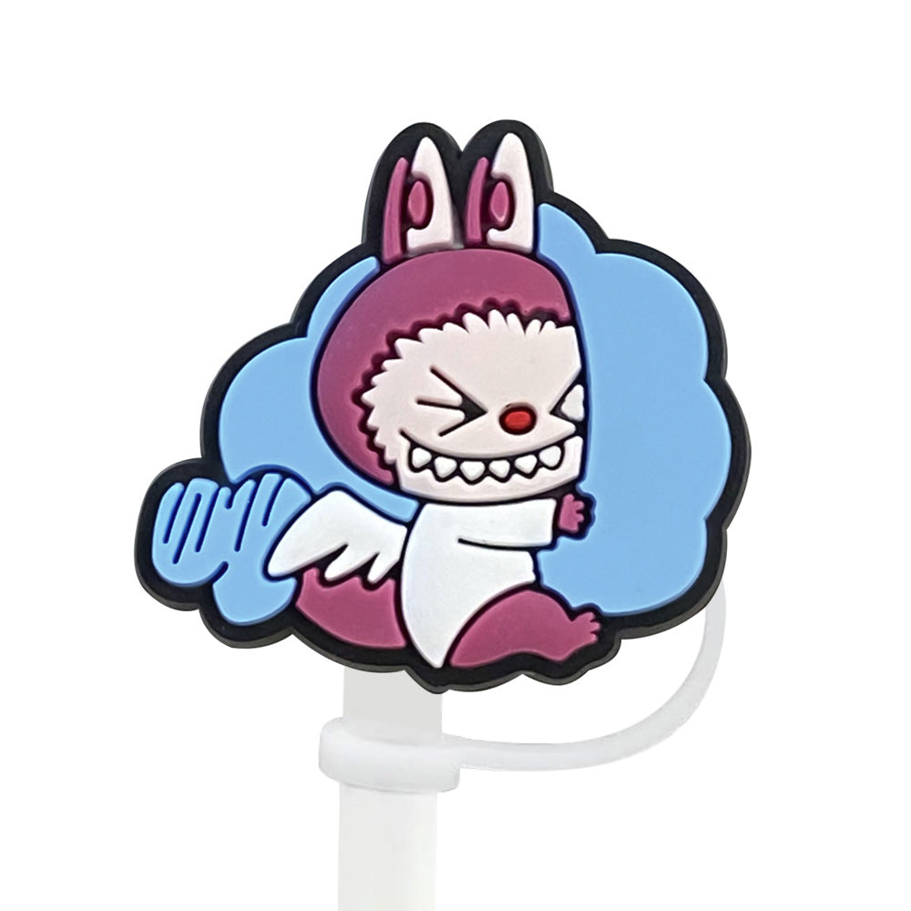 Wholesale Random 100pcs Cute Cartoon 10mm PVC Soft Straw Tube Cap