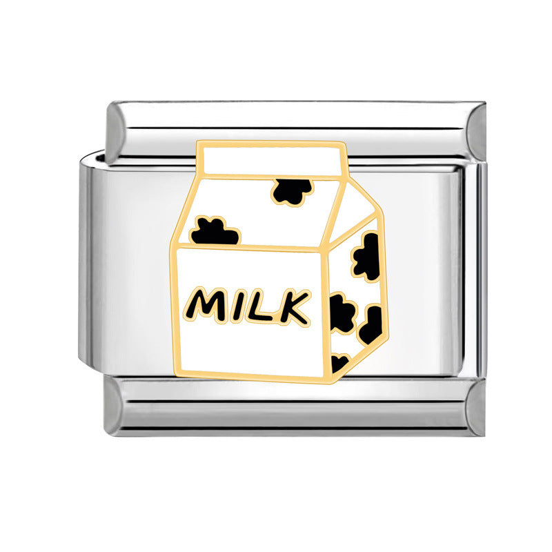 Wholesale Italian Charm Bracelet 9mm DIY Splicing Cute Dessert Titanium Steel Composable Bracelet