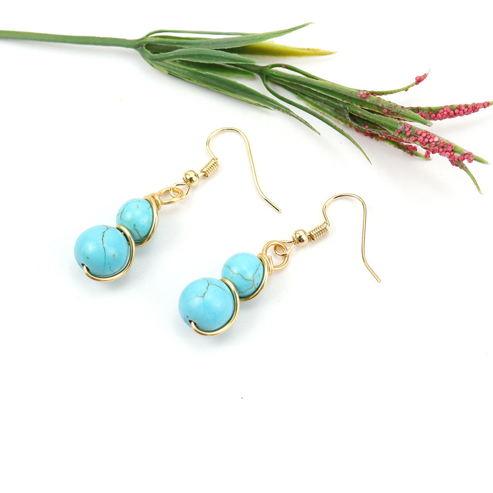 Wholesale Handmade Tree Design Gold Tone Crystal Beaded Wire Wrapped Drop Earrings Fashion Accessory Gift Boutique Resale