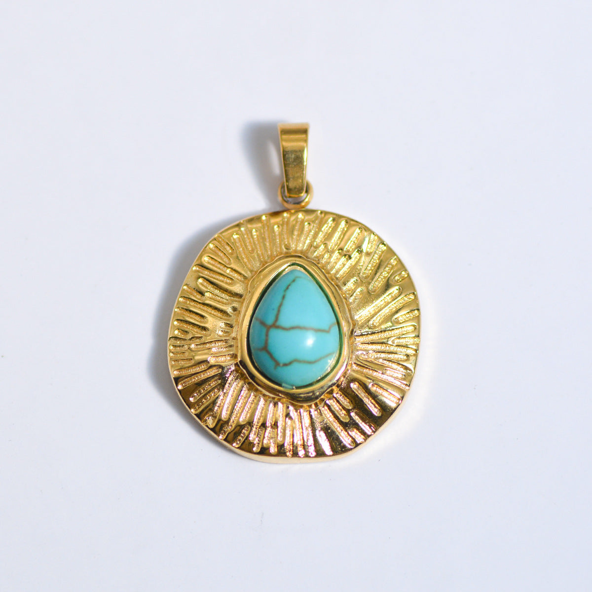 Wholesale Stylish Geometric Stainless Steel Necklace Pendant Natural Stone Drop DIY Jewelry Accessory For Layering And Gift