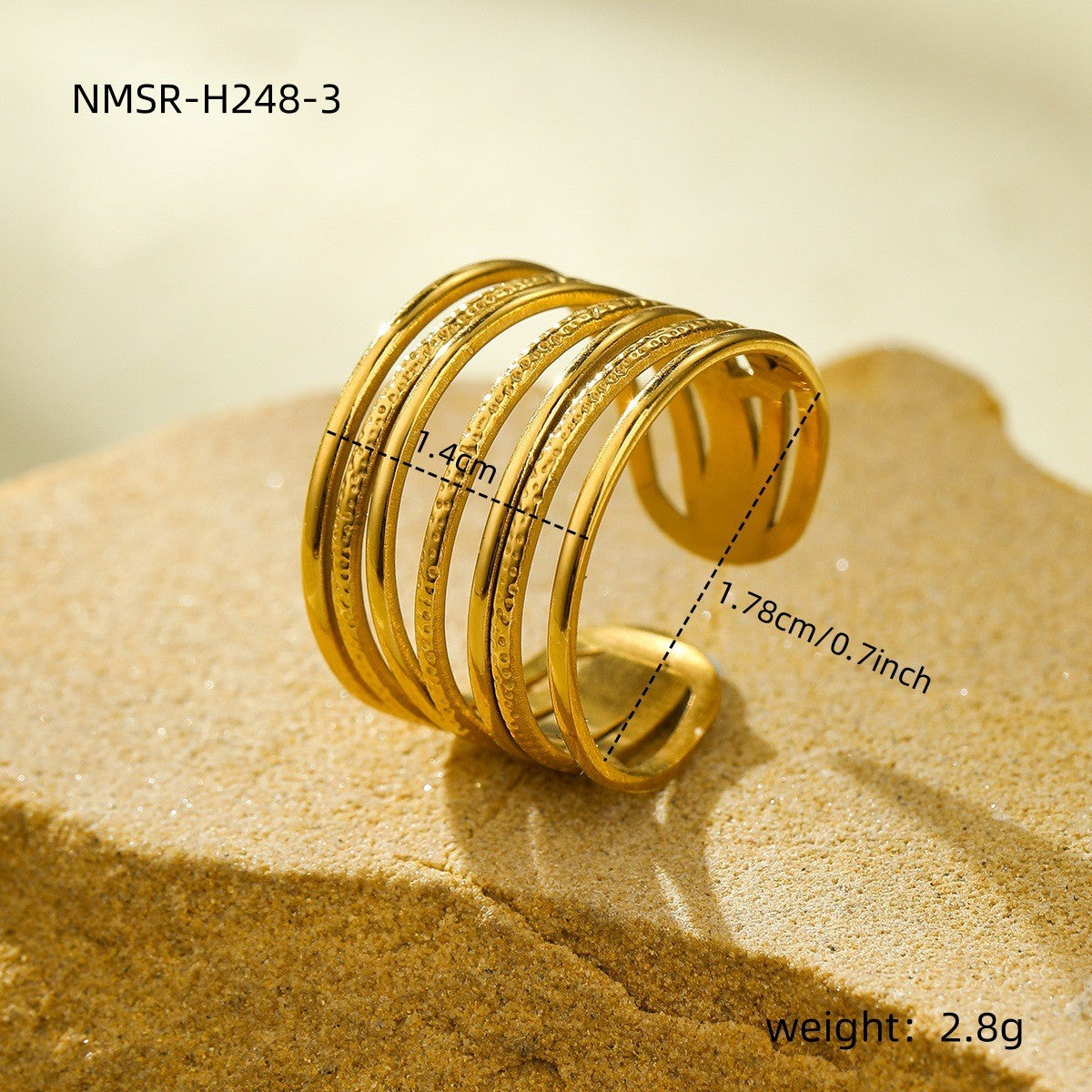 Wholesale 18k gold geometric irregular stainless steel ring