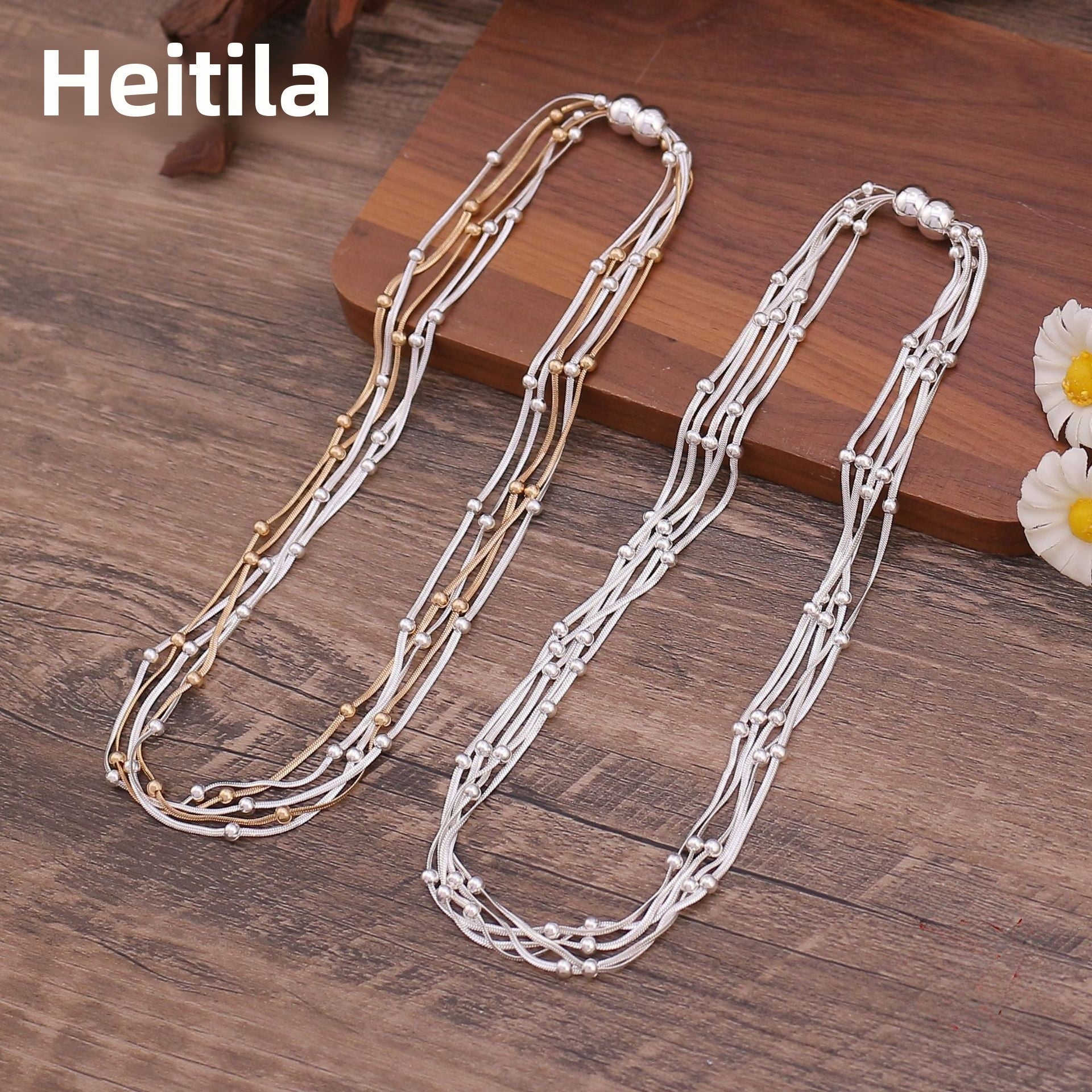 Wholesale  Five-Layer Snake Bone  Pearls Original Design Geometric Style Regular Chain