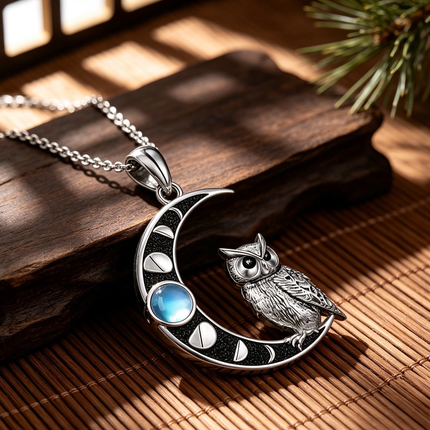 Wholesale Alloy Electroplated Retro Owl Moon Pendant Necklace Crescent Moon Animal Choker Chic Fashion Jewelry Accessory