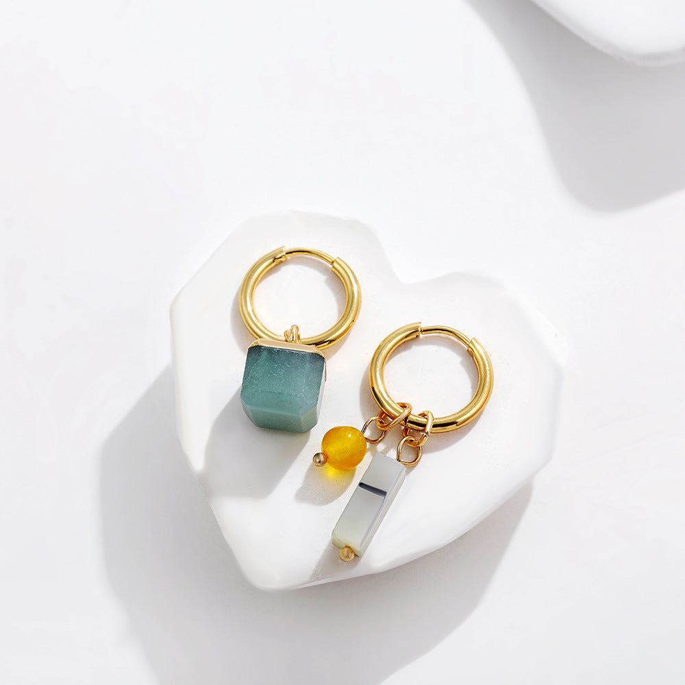 Wholesale love asymmetric earrings 18K gold stainless steel earrings