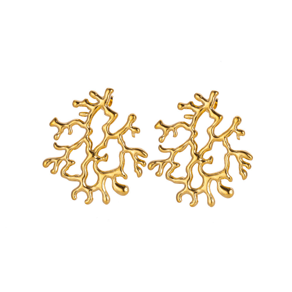 Wholesale retro  titanium steel fashion ladies flower earrings