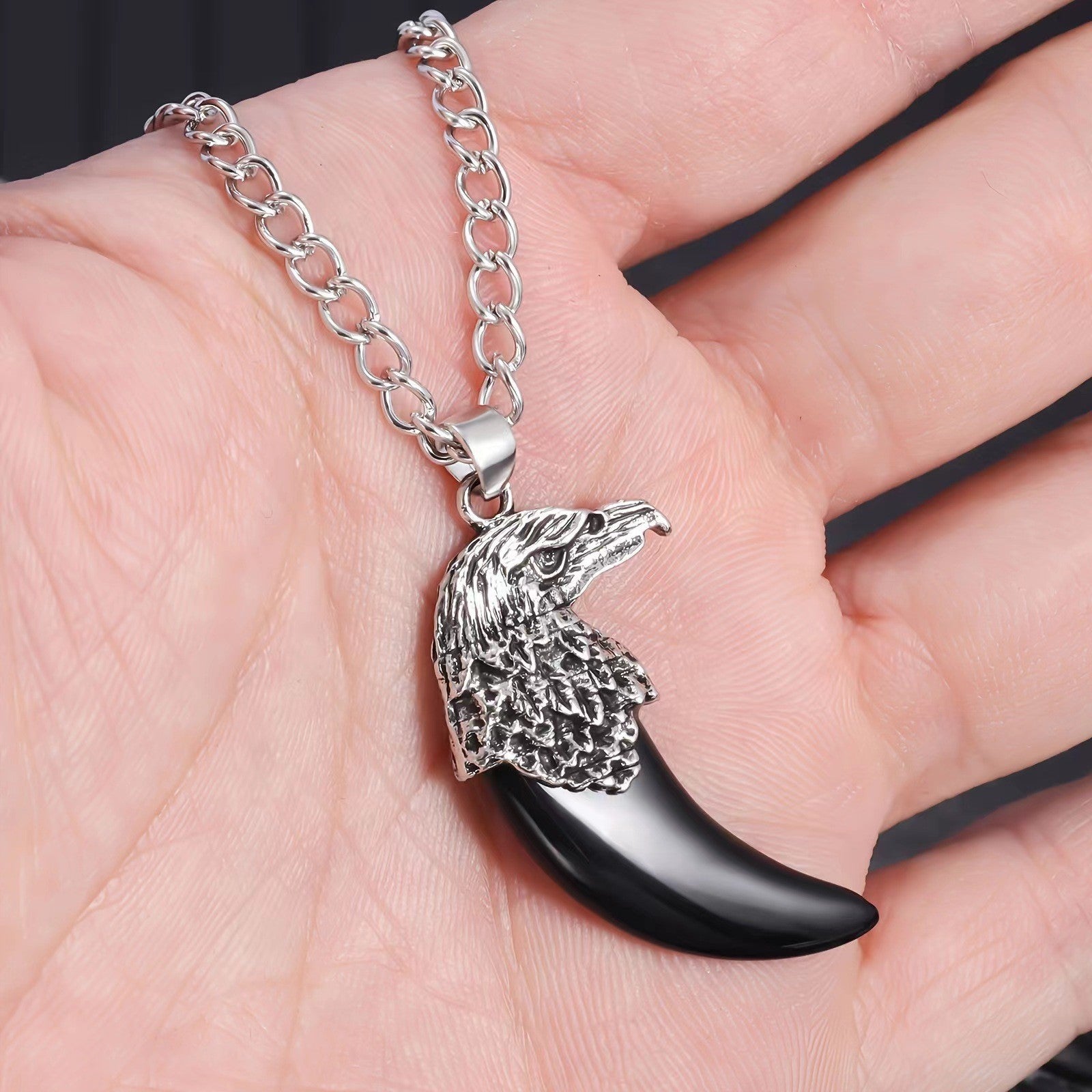 Wholesale  Dragon Spirit Carved Eagle Head Pendant Necklace
