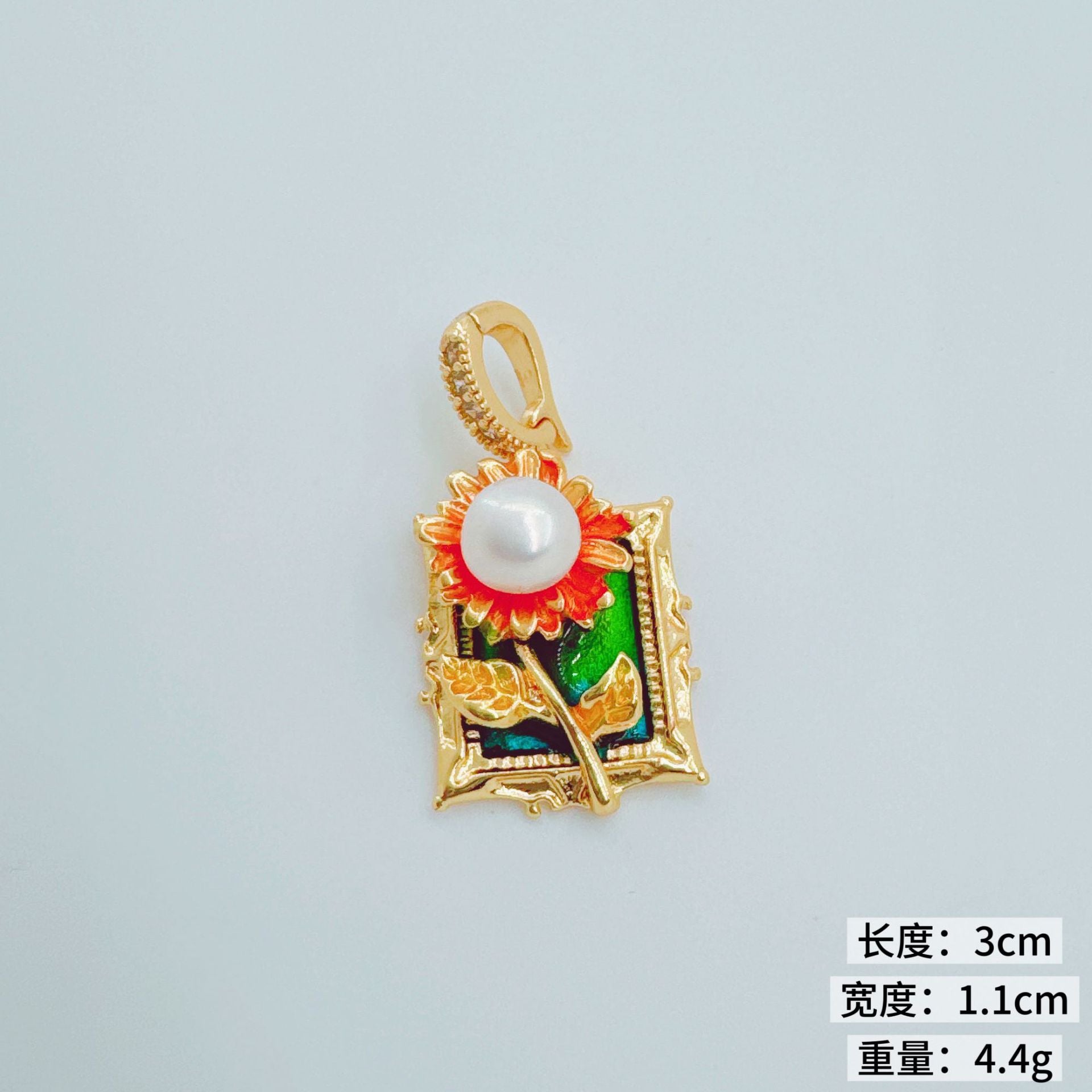 Wholesale Copper Gold Plated Floral Oil Painting Pendant for Jewelry Making