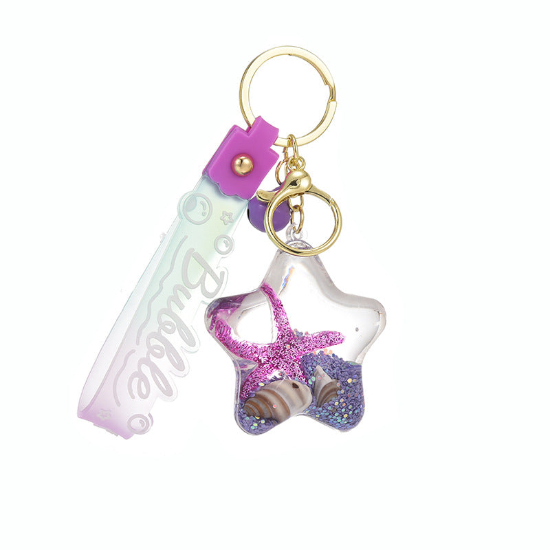 Wholesale quicksand star conch creative keychain