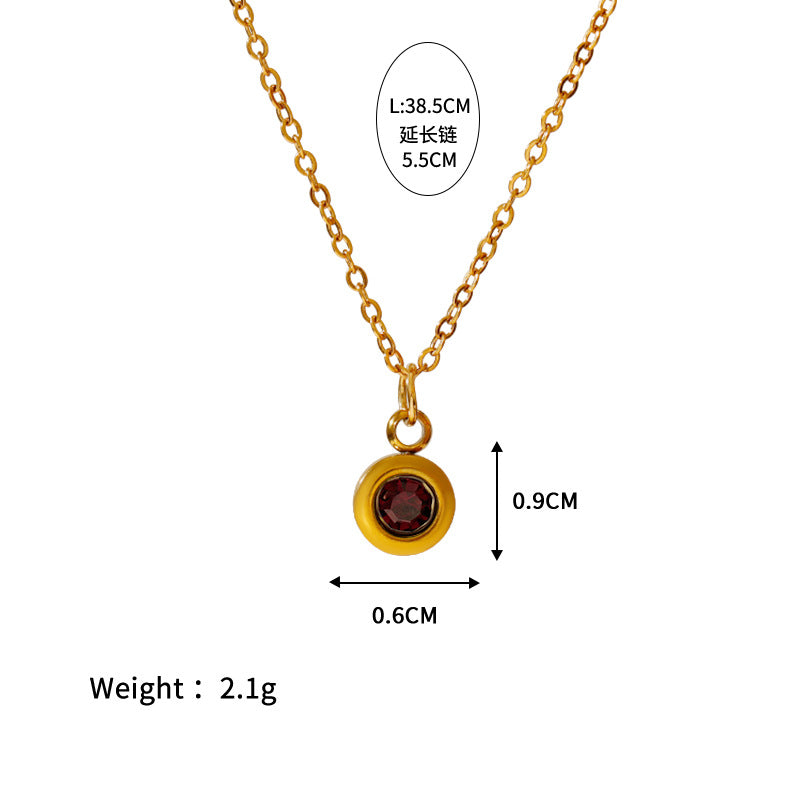 Wholesale Stainless steel December birthday stone color zircon pendant necklace