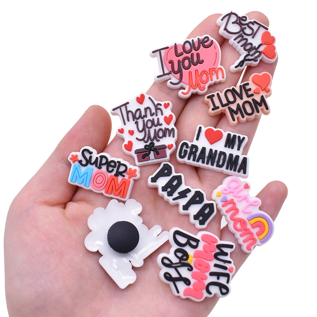 Wholesale Random 100pcs Mother's Day Shoe Buckle Decoration Shoes Charms ACC-SC-RYY030