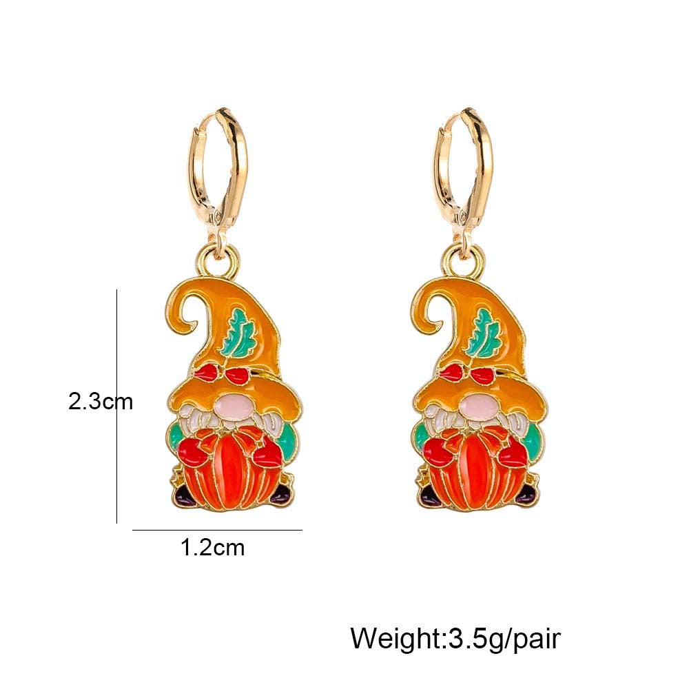 Wholesale Thanksgiving Turkey Truck Pumpkin Maple Leaf Alloy Oil Drop Earrings ACC-ES-ChenY049