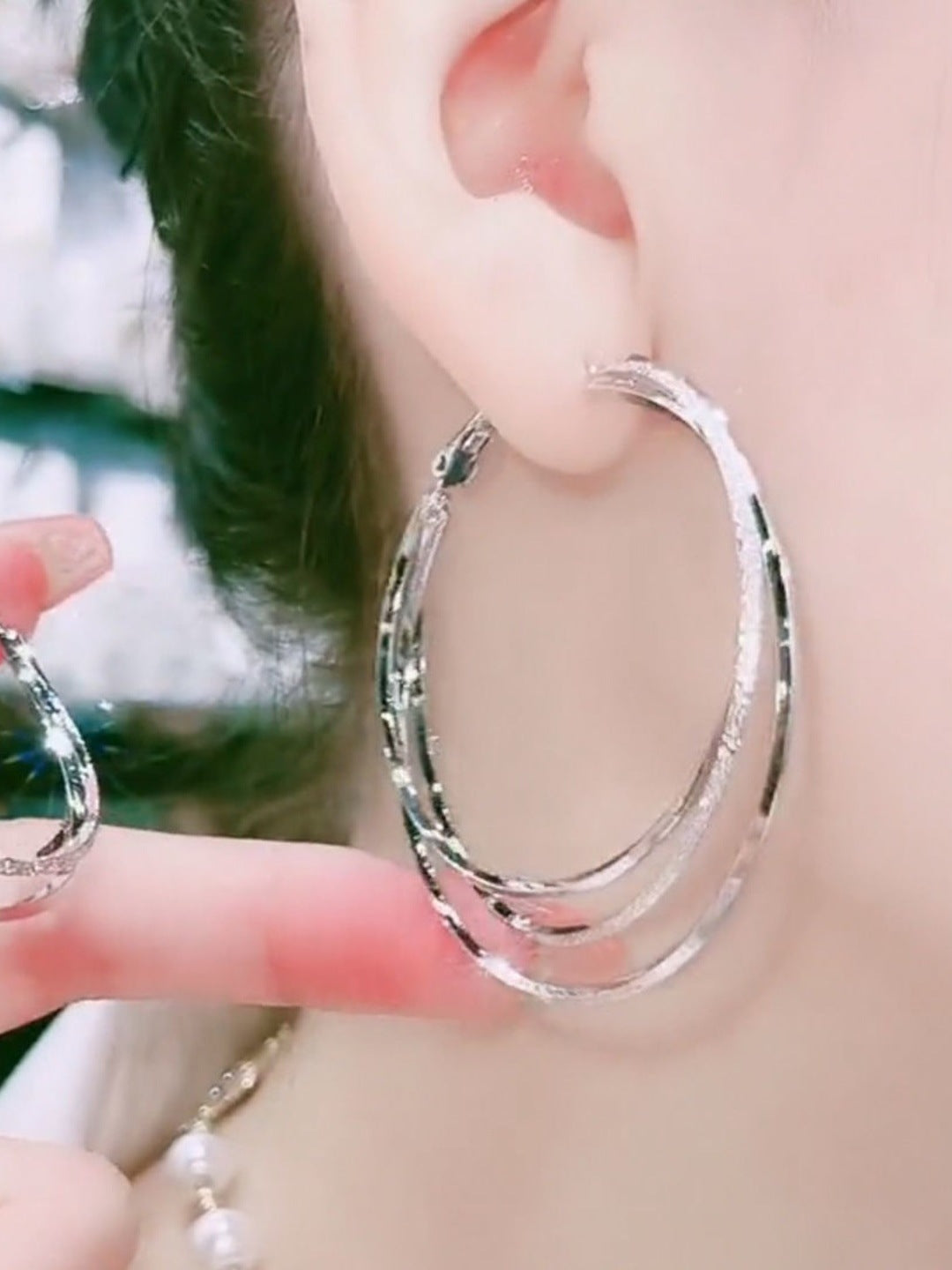 Wholesale  Sterling Silver Three-layer Big Ear  Earrings