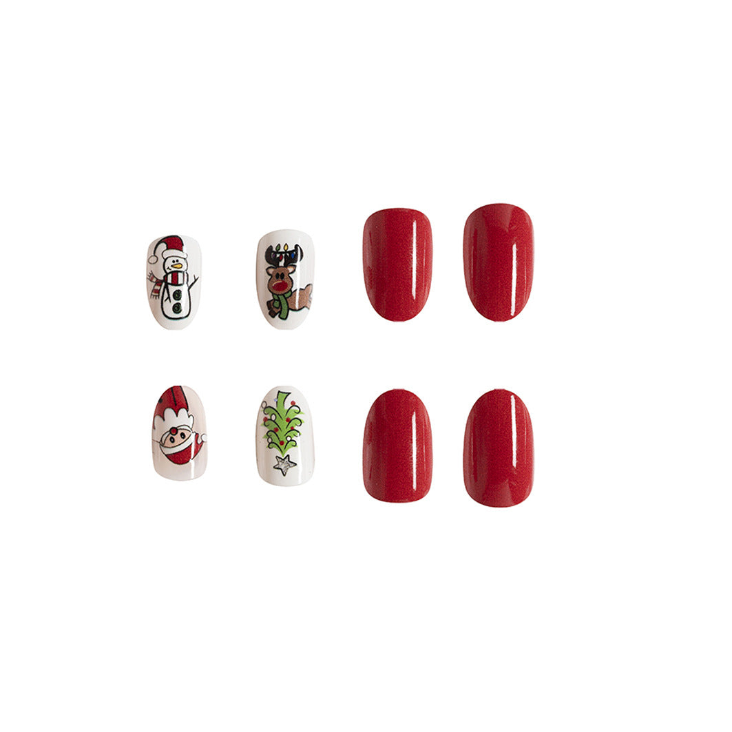Wholesale 24 Pieces/box Christmas Santa Claus Christmas Tree Elk Manicure Press-on Nails Kits Nail Stickers ACC-NS-GuaiXL022
