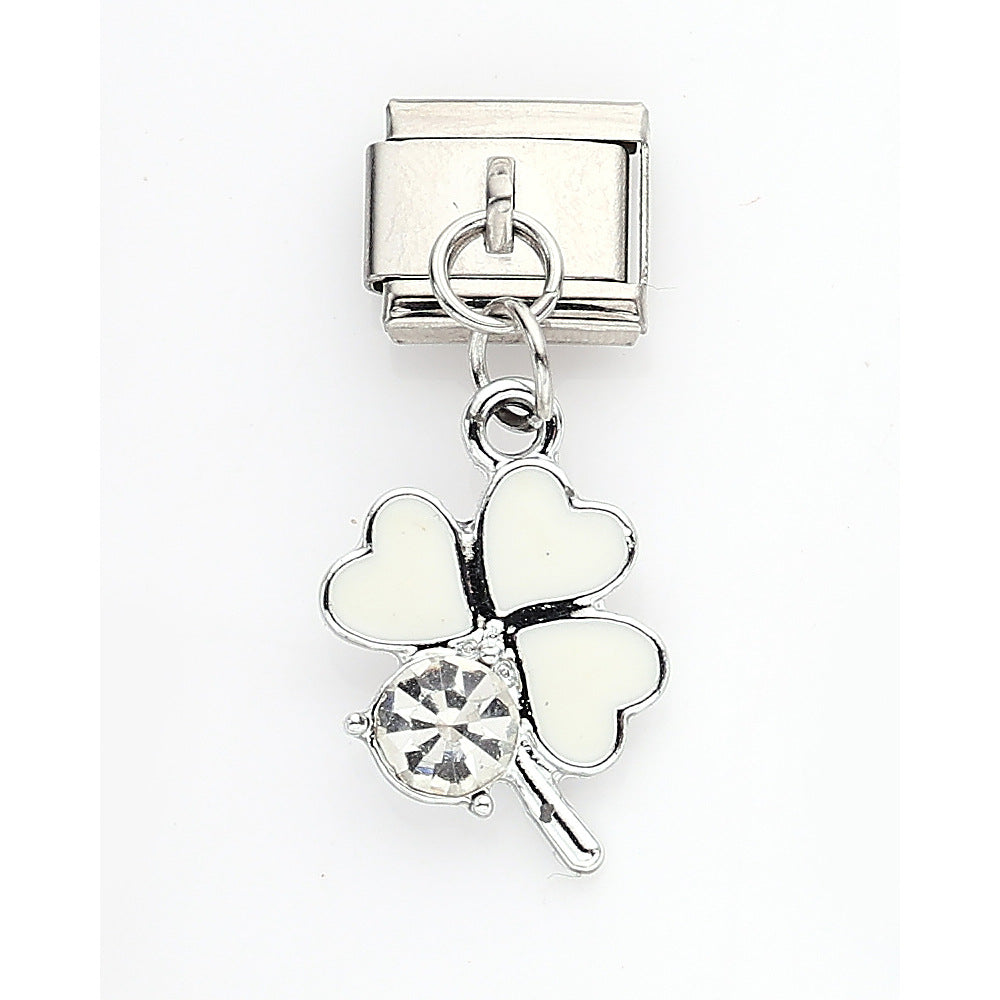 Wholesale 10pcs Italian Charm Bracelet 9mm DIY Splicing Cherry Pepper Flower Pendant Stainless Steel Composable Bracelet