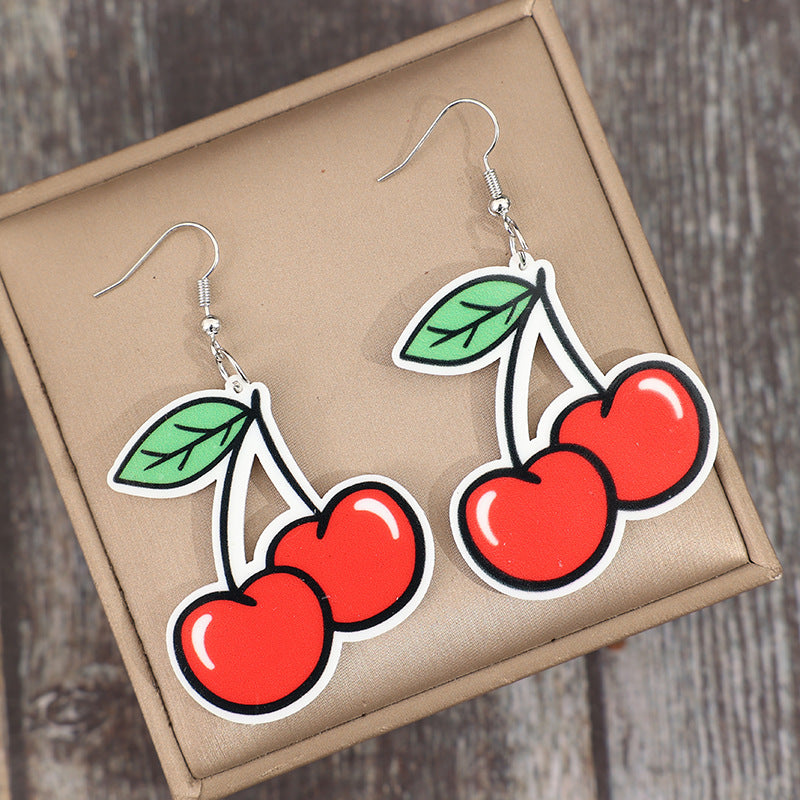 Wholesale Fruit Cherry Acrylic Cute Earrings