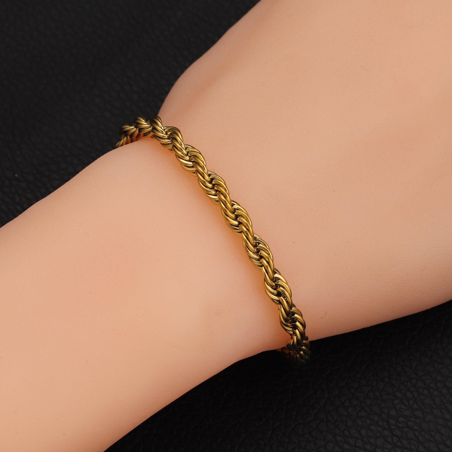 Wholesale  titanium steel braided chain golden  bracelet