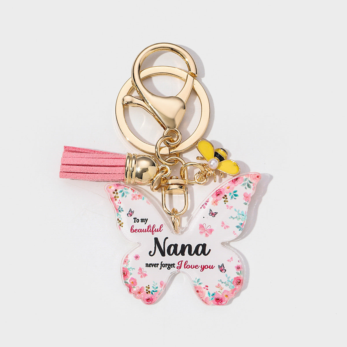 Wholesale 1PCS Arrival Butterfly Shape Acrylic MOM Pendant Key Chain Gift for Mother' s Day Valentine' s Day Anniversary