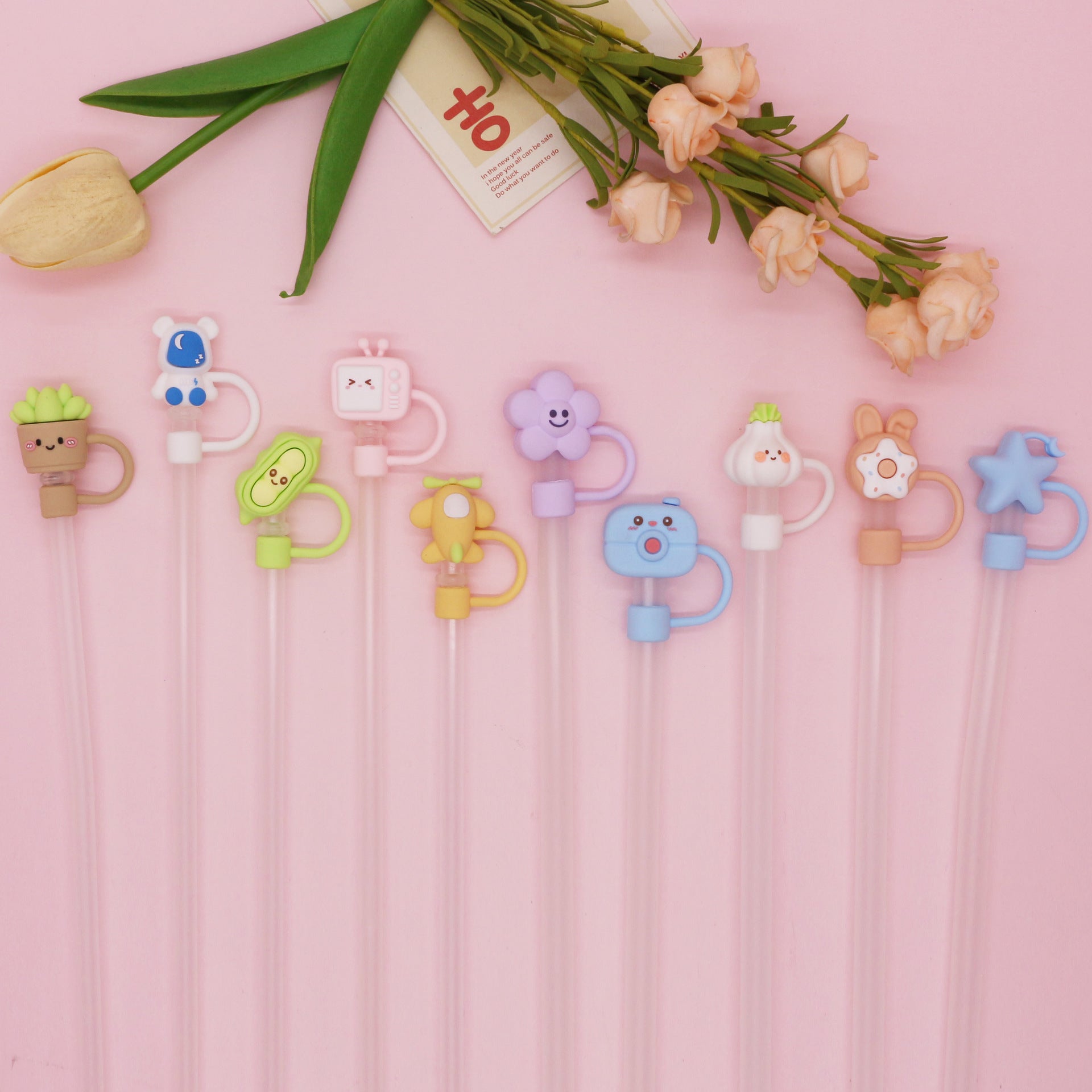 Wholesale Cute Star And Moon PVC Straw Cover Caps 8Mm Detachable Reusable Sleeve For Tumblers Party Favor