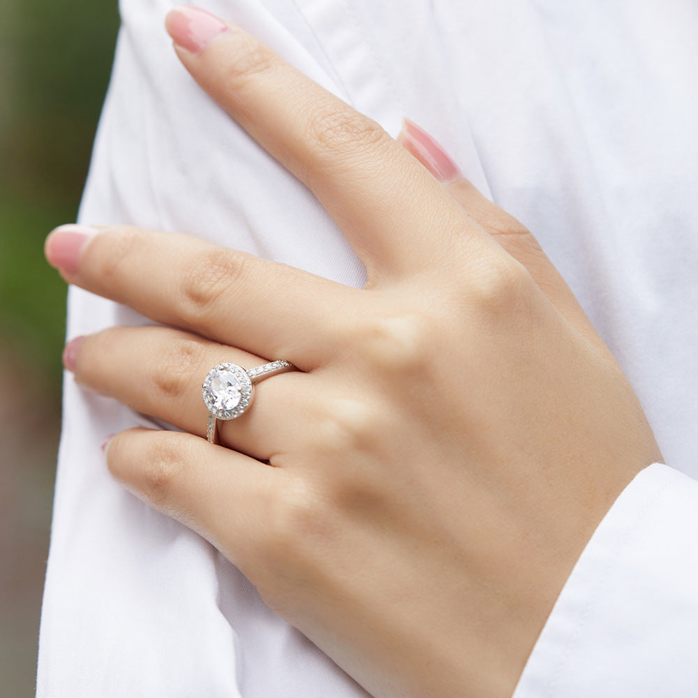 Wholesale  925 sterling silver inlaid zircon pigeon egg diamond ring