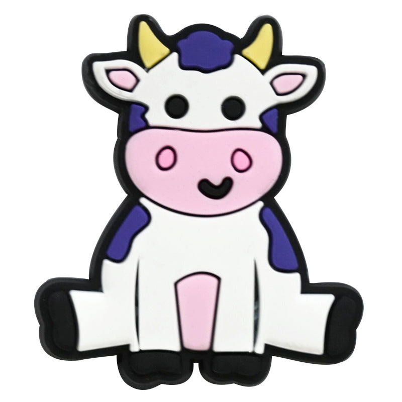 Random 100pcs Cute Cow PVC Soft Rubber Shoe Buckle Decoration ACC-SC-RYY067