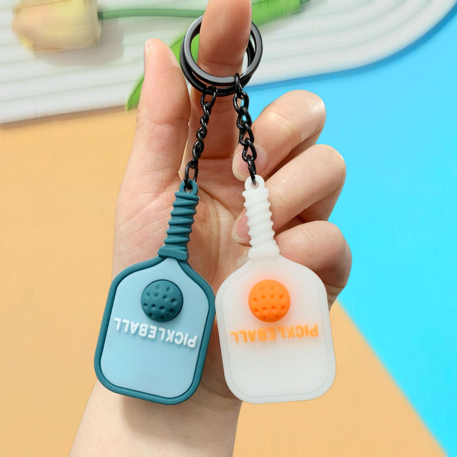 Wholesale Pickleball Racket Keychain Cartoon Bag Charm Sports Souvenir Accessory