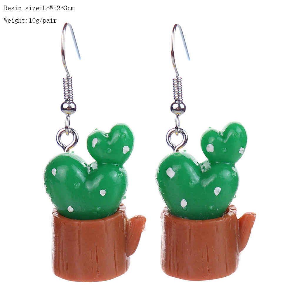 Wholesale fun mini three-dimensional succulent cactus earrings