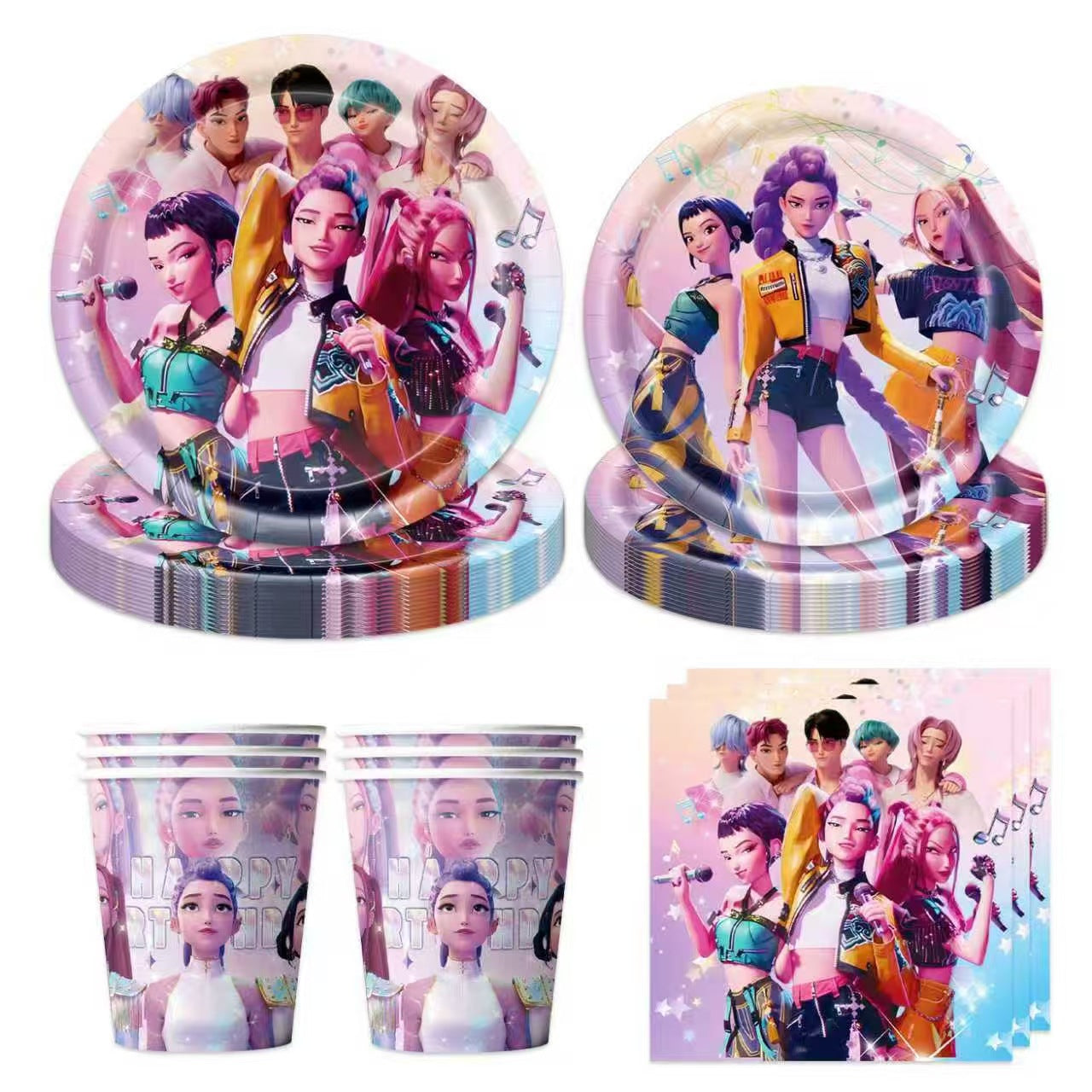 Wholesale KPOP  birthday party decoration tableware supplies atmosphere layout five-piece set kpop
