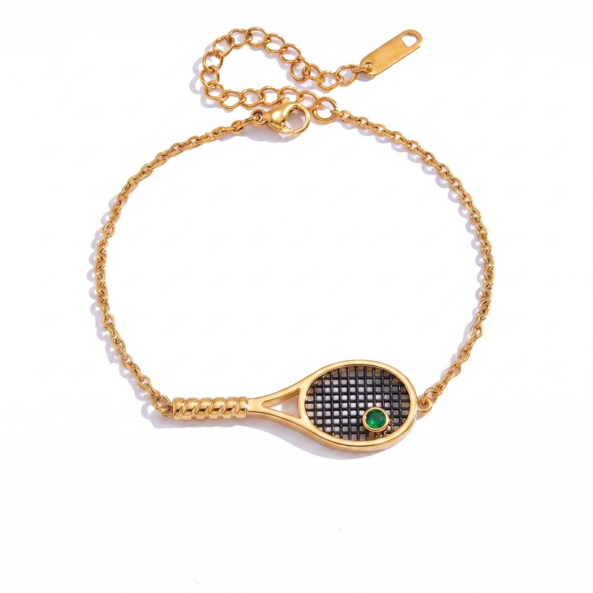 Wholesale Chic Stainless Steel Rhinestone Star Tennis Racket Bracelet Pearl Electroplated Finish Everyday Jewelry Gift