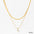 Wholesale Stainless steel double-layer square snake chain water drop zircon necklace