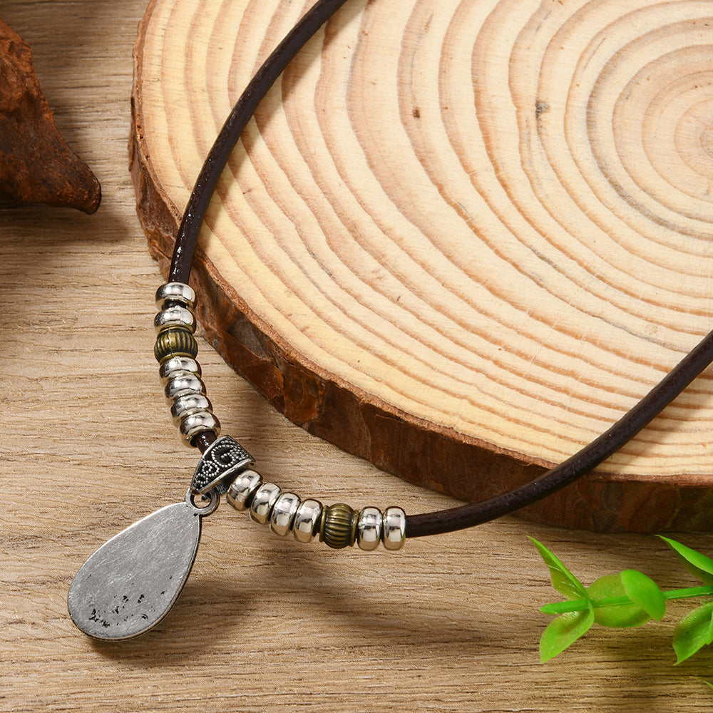 Wholesale Leather vintage pendant necklace