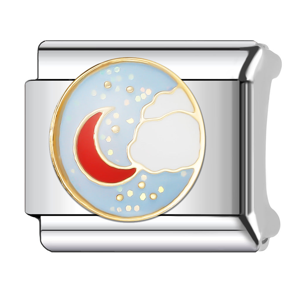 Wholesale Italian Charm Bracelet 9mm DIY Splicing Sun and Star Series Stainless Steel Composable Bracelet