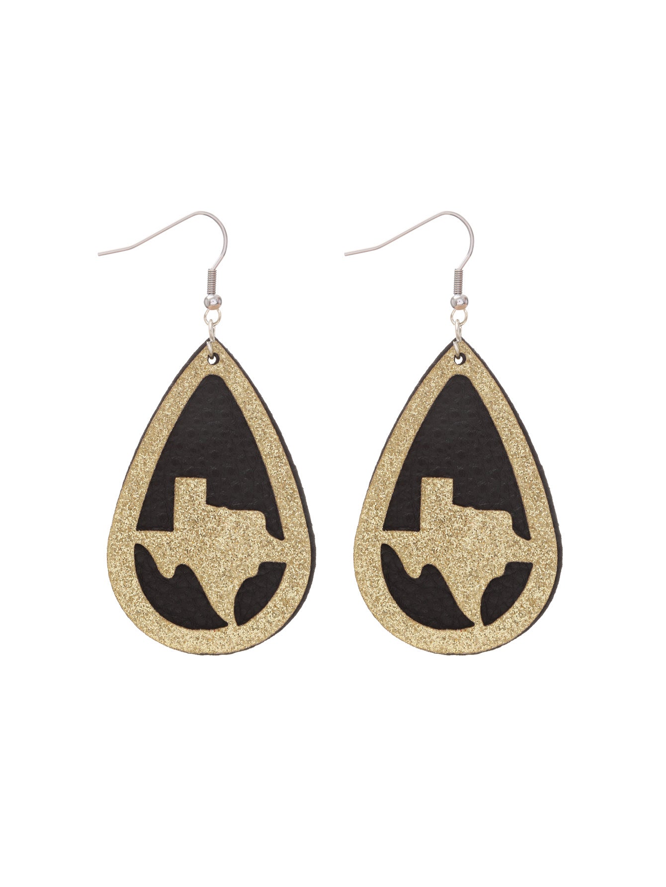 Wholesale  black and white plaid bottom water drop hollow leather earrings